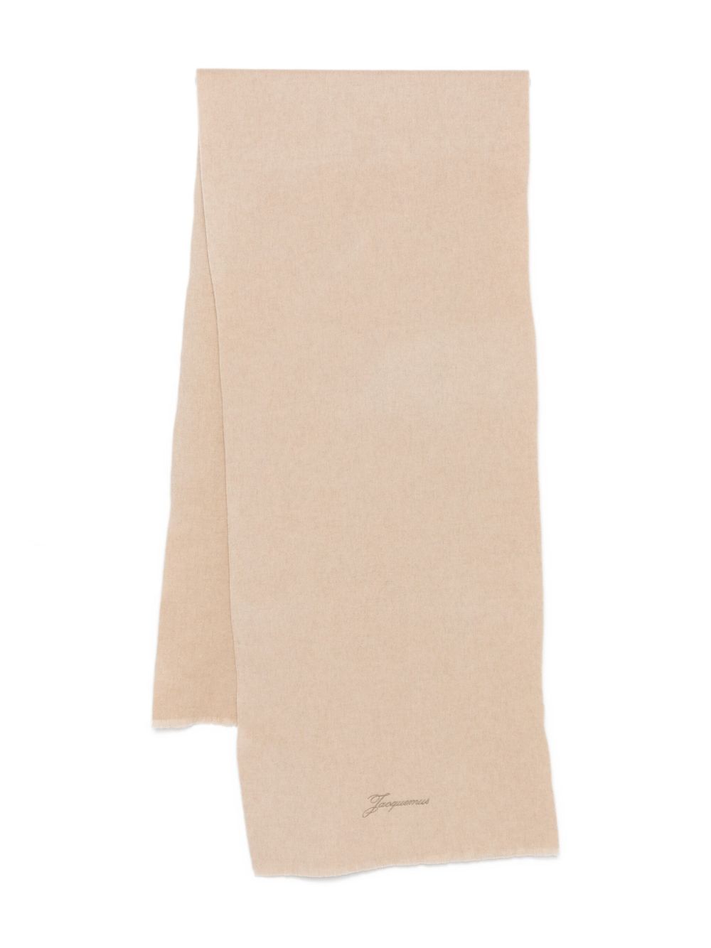 Embroidered Beige Wool and Cashmere Scarf