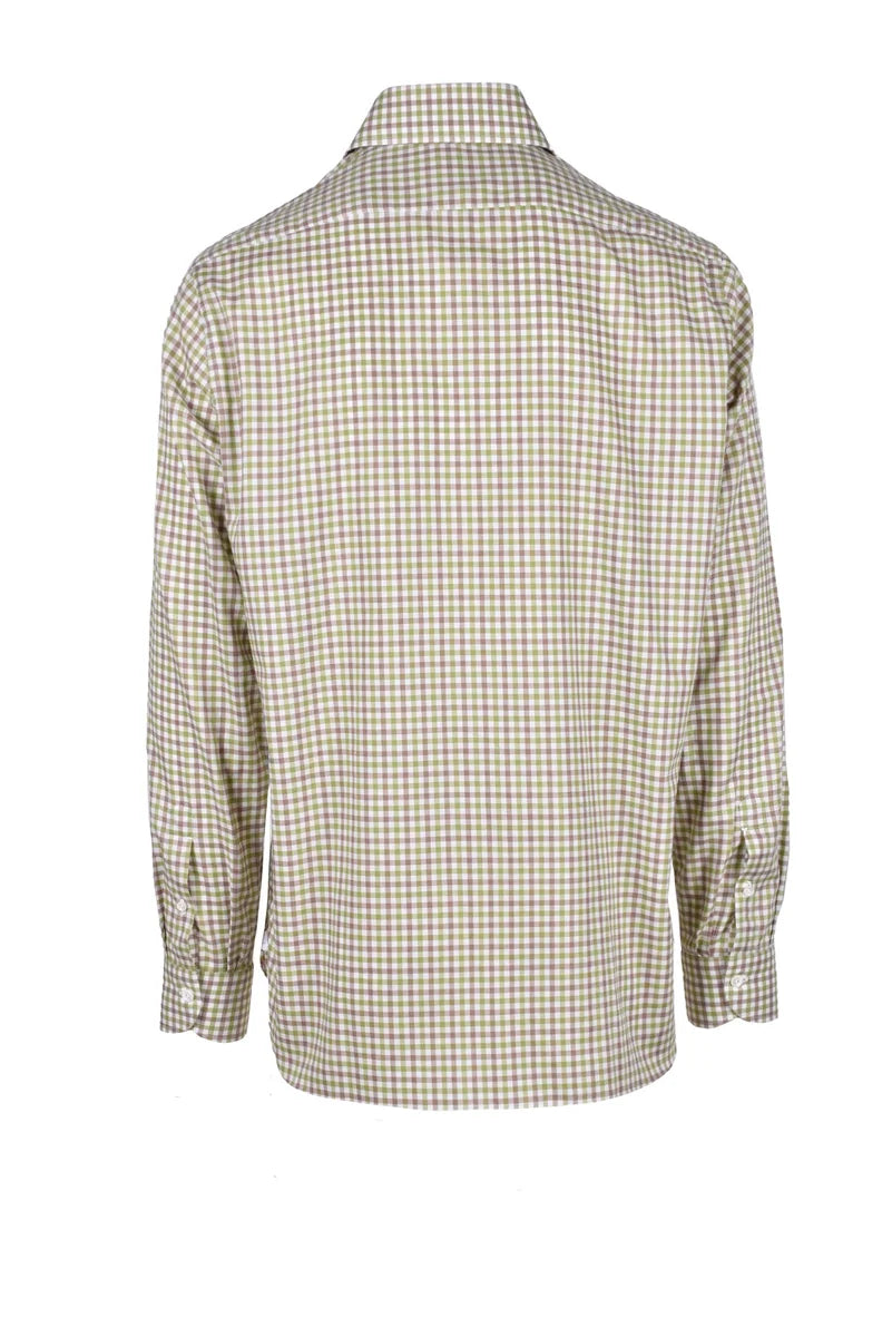 Checkered Button-Down Shirt with Structured Collar