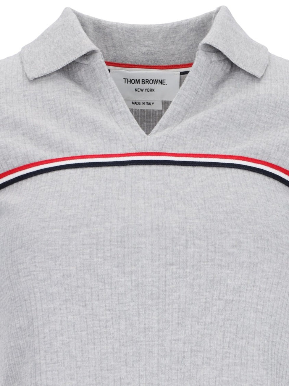 "Three Stripes" Knit Polo – Gray