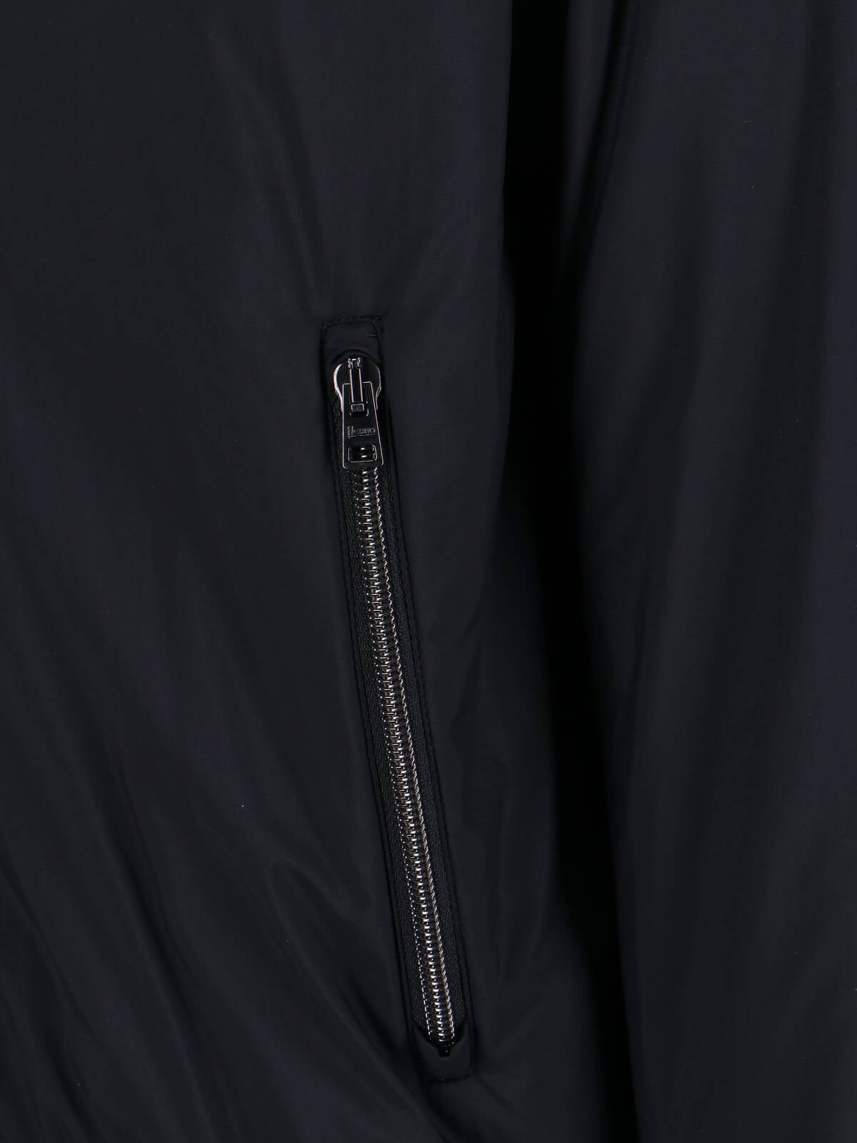 Sleek Black Minimalist Jacket With High Collar And Front Zip Closure