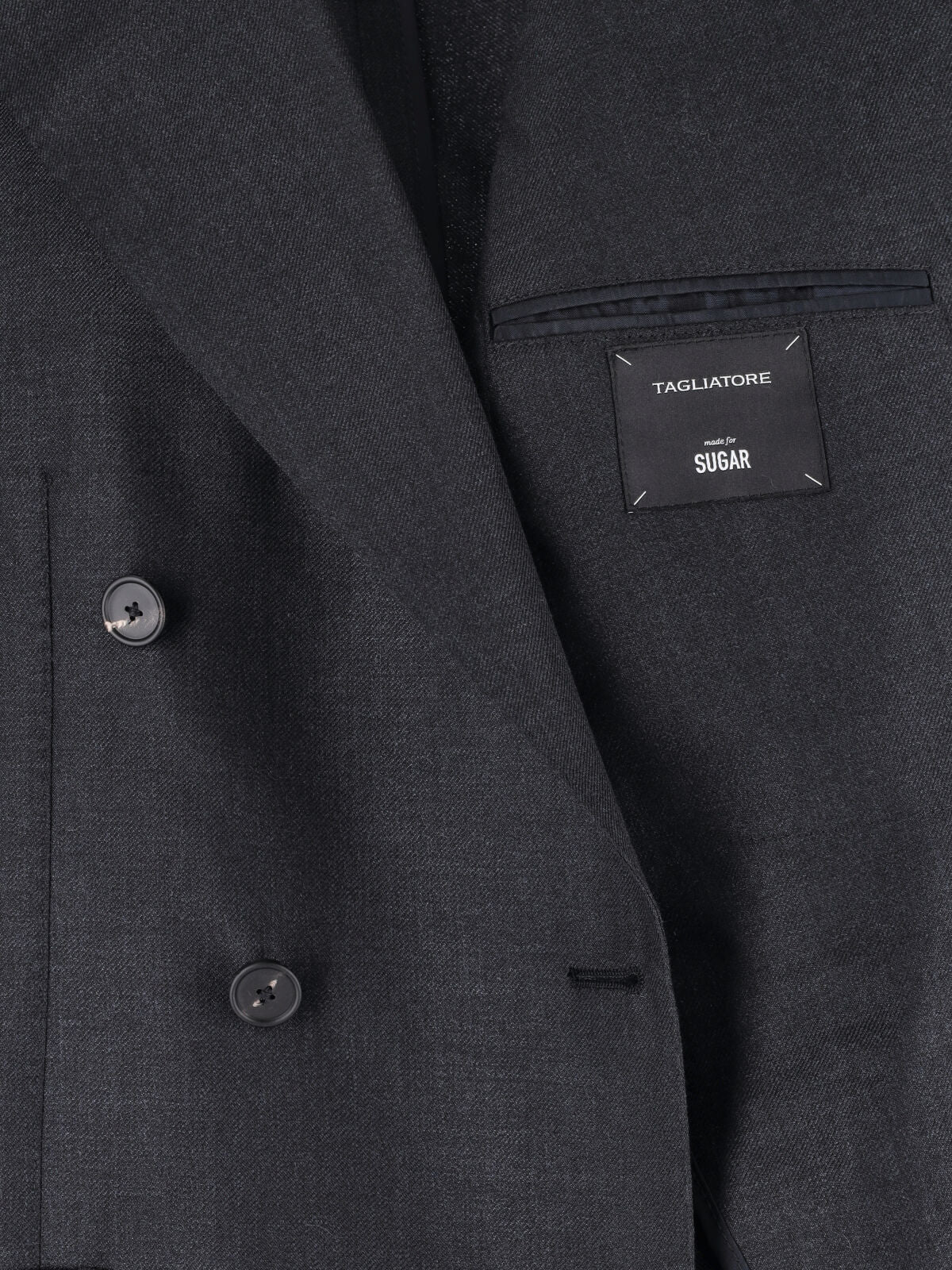 Blue Structured Double-Breasted Notch Lapel Jacket