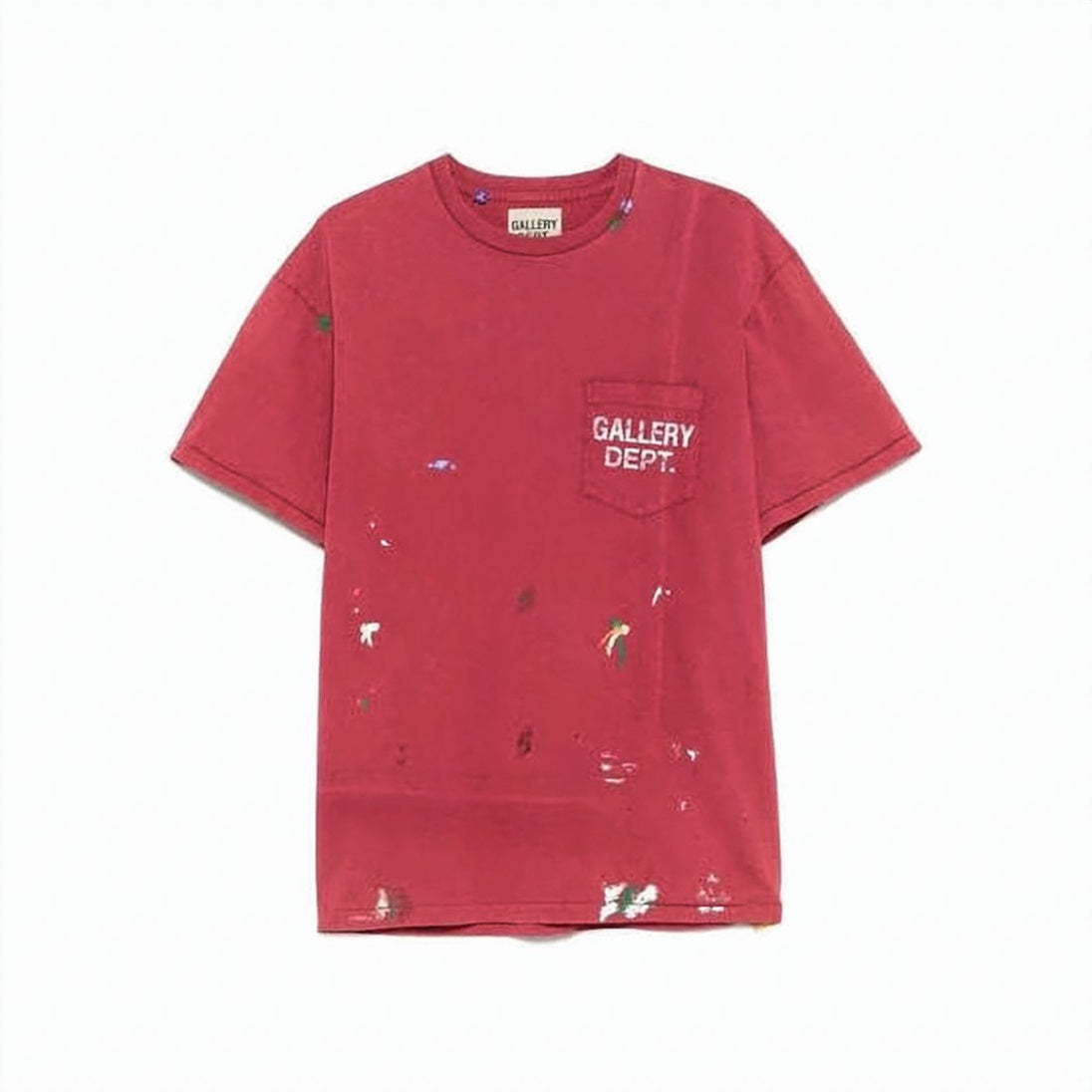 Worn Vintage-Inspired Red T-Shirt with Logo Pocket