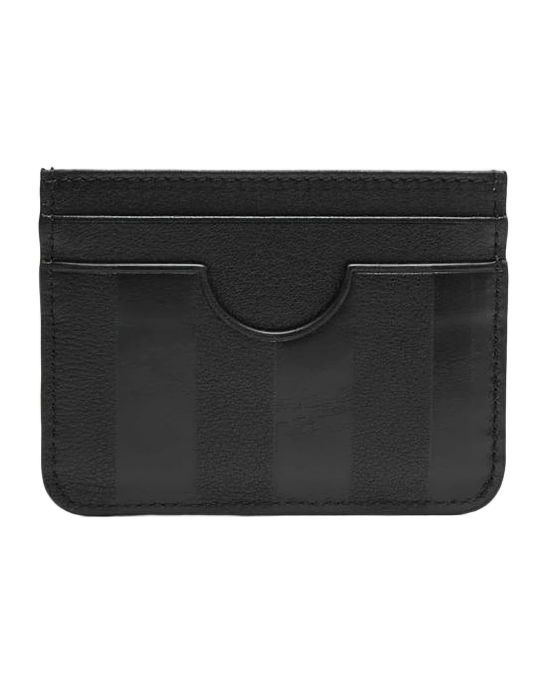 Leather and Canvas Cardholder with Striped Pattern