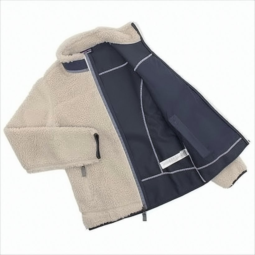 Textured Fleece Jacket With Contrasting Chest Pocket