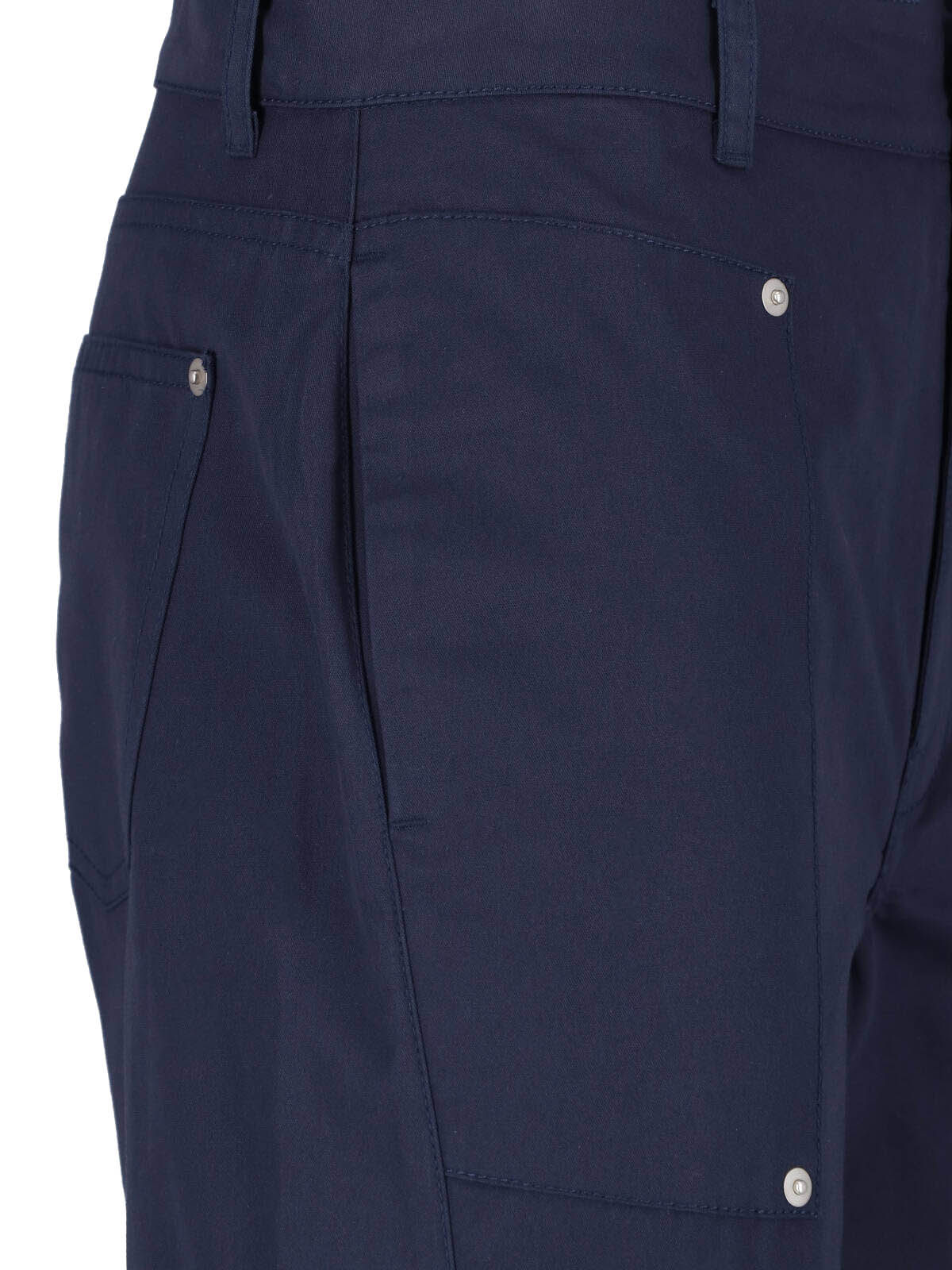 Blue Cropped Wide-Leg Rivet Trousers