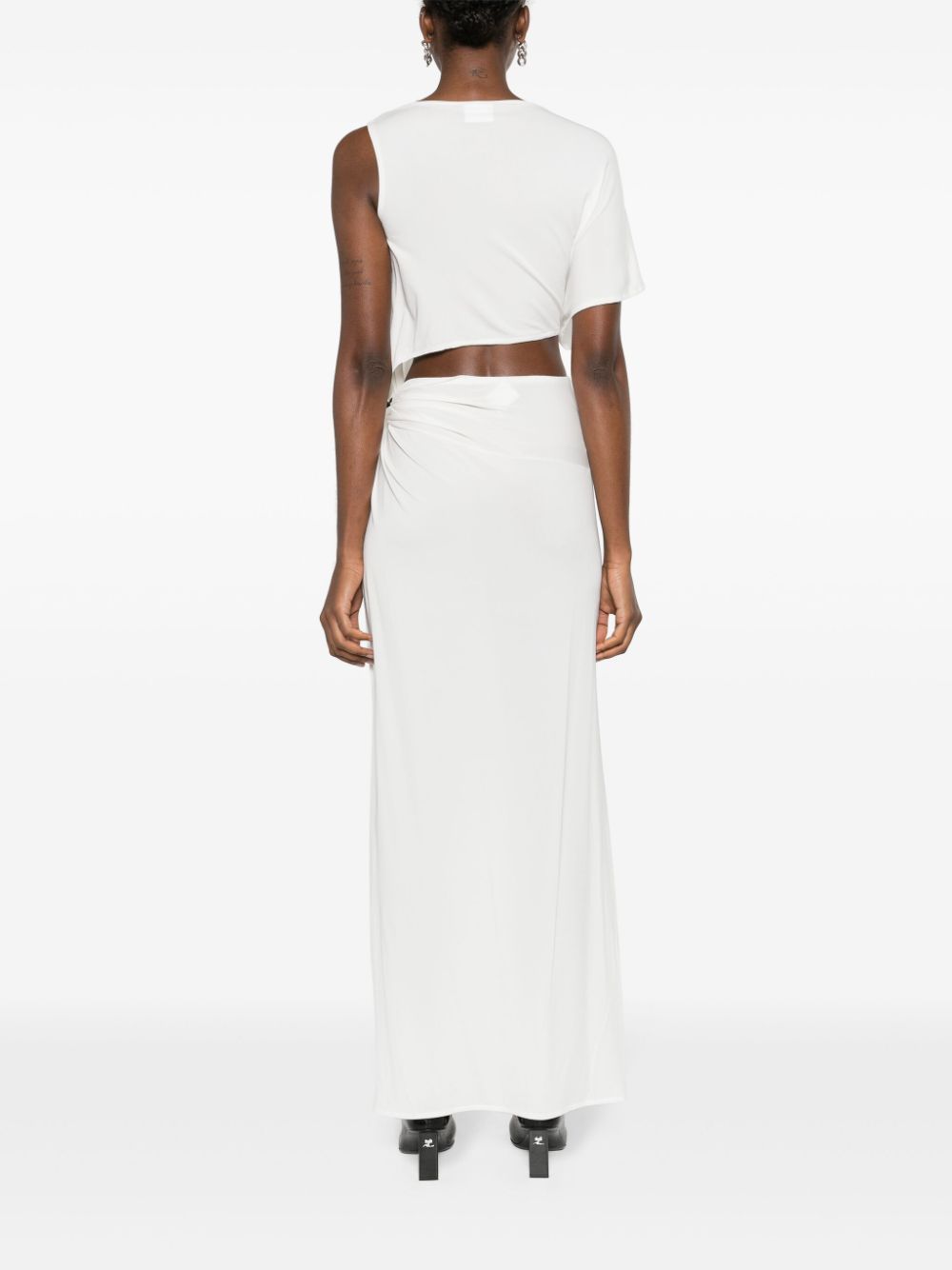 Heritage White Stretch-Jersey Crepe Asymmetric Dress