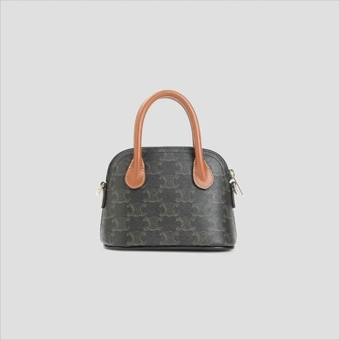 Structured Canvas Shoulder Bag with Calf Leather Trim