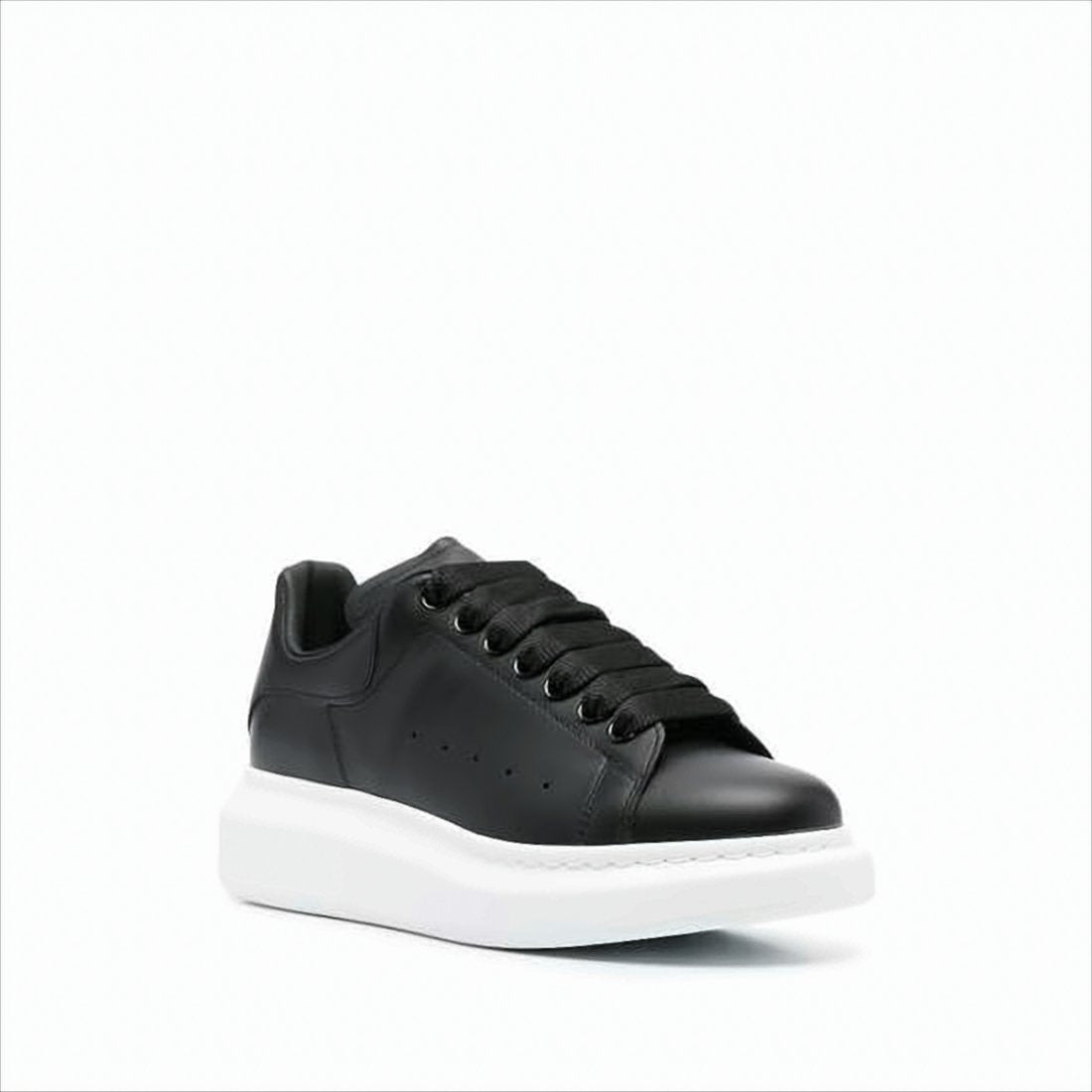 Black Calf Leather Sneakers with White Sole