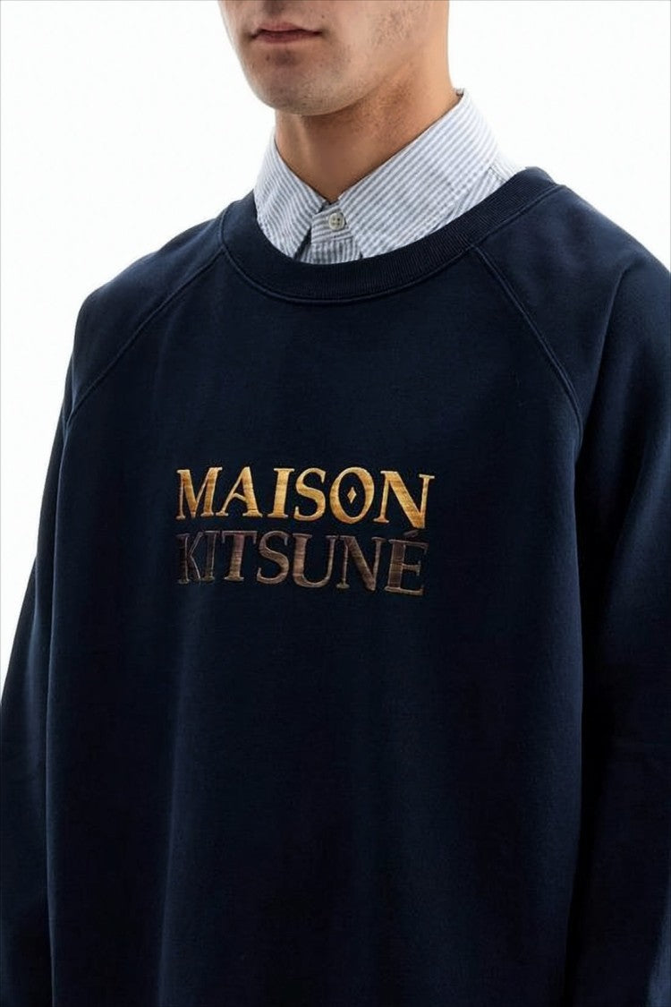 Long-Sleeve Sweatshirt With Metallic Gold Logo
