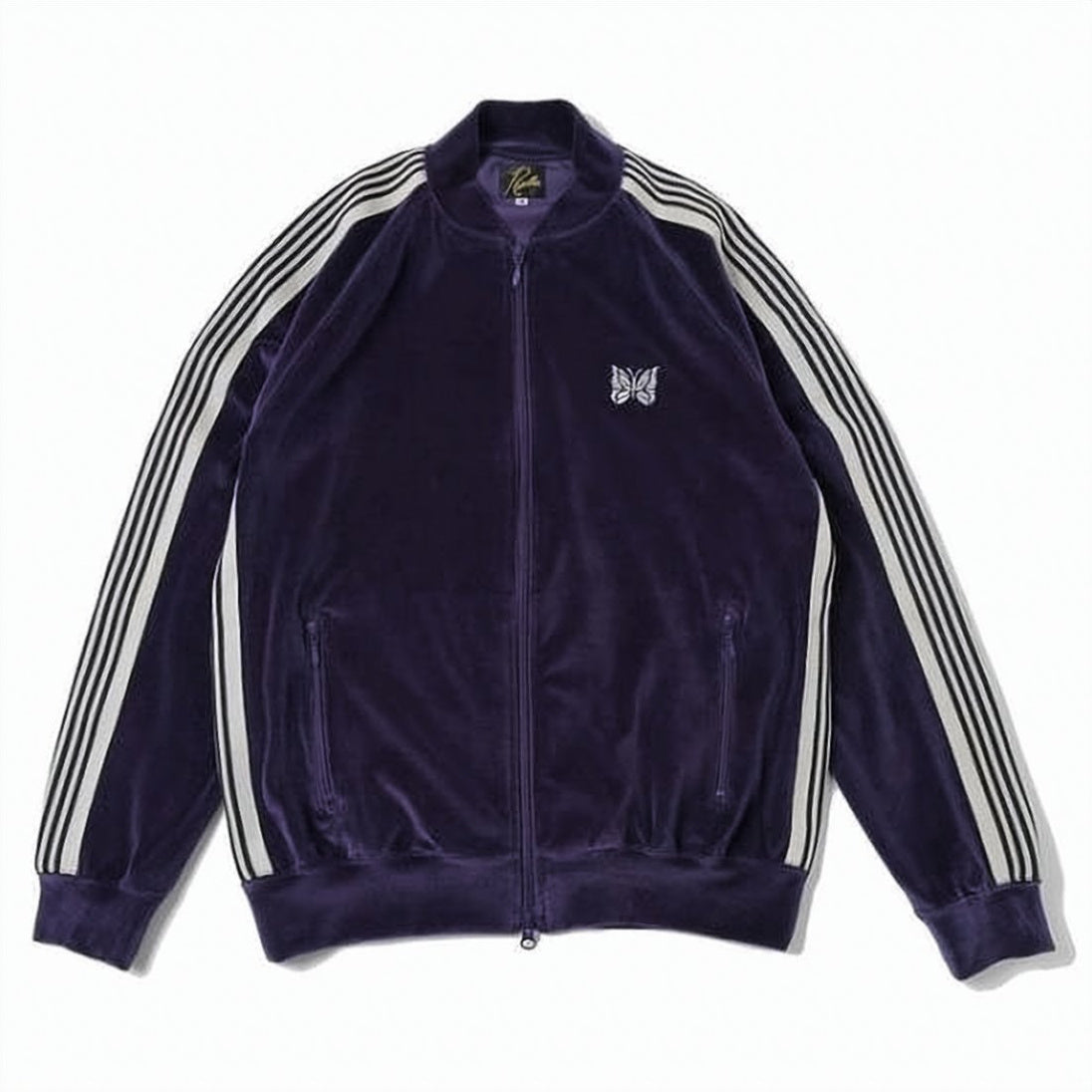 Velvety Track Jacket with Contrasting Stripes