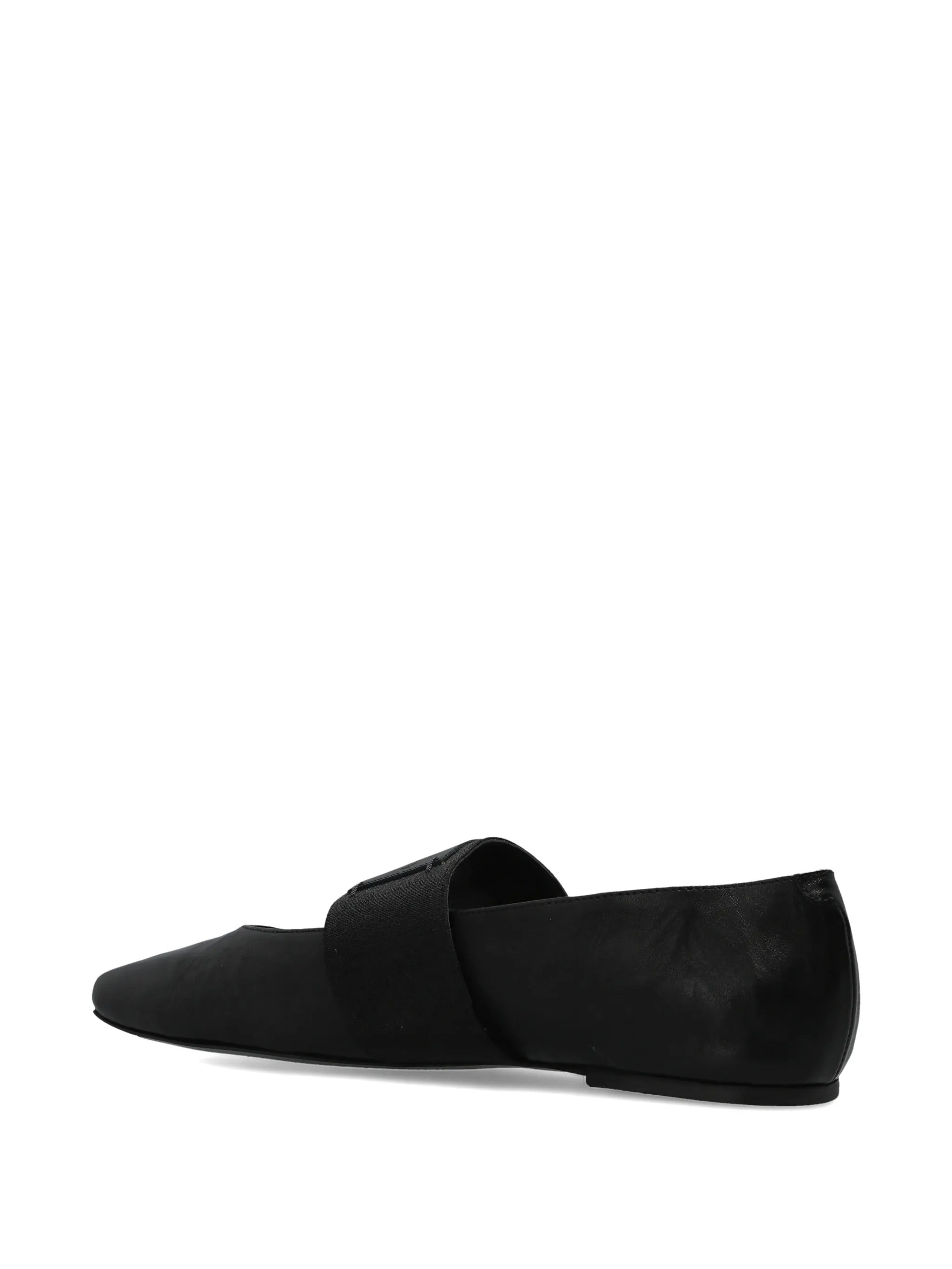 Sliced Square Pointed Black Ballerina Flats