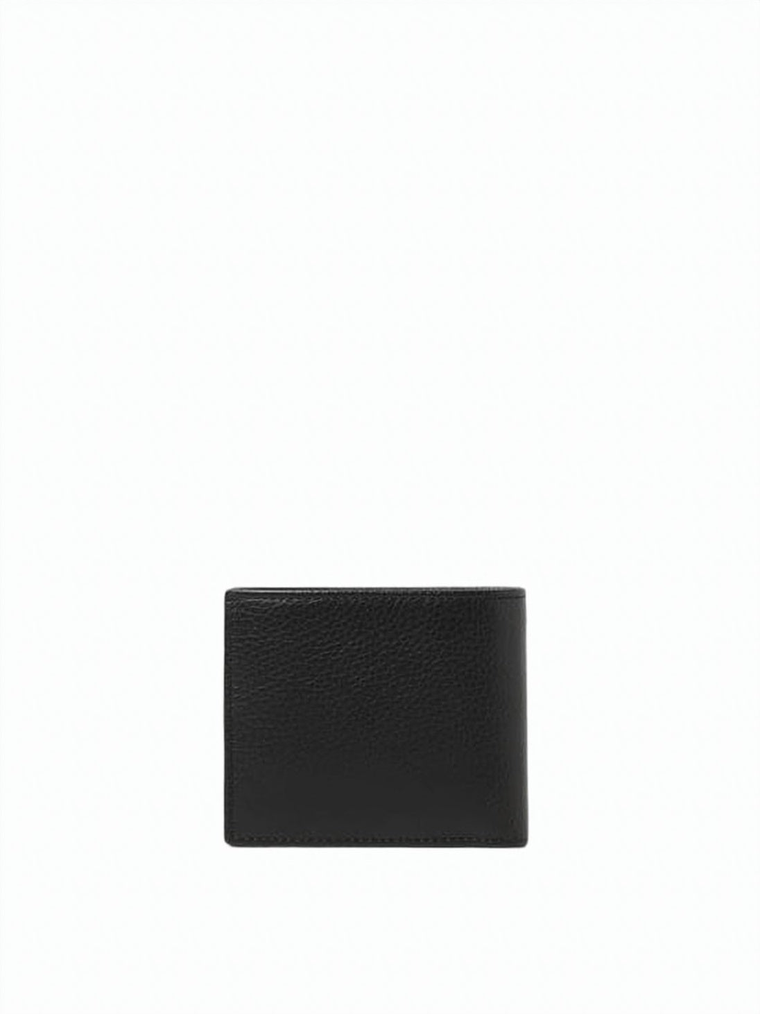 Black Textured Calf Leather Oval Emblem Wallet