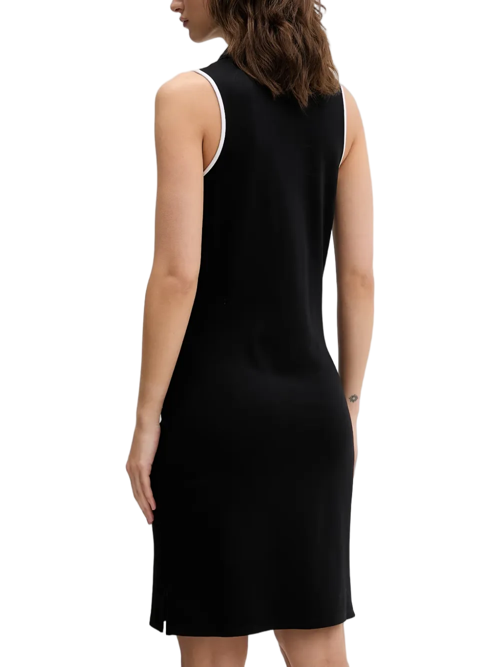 Sleeveless Polo-Collar Mini Dress with Embroidered Logo