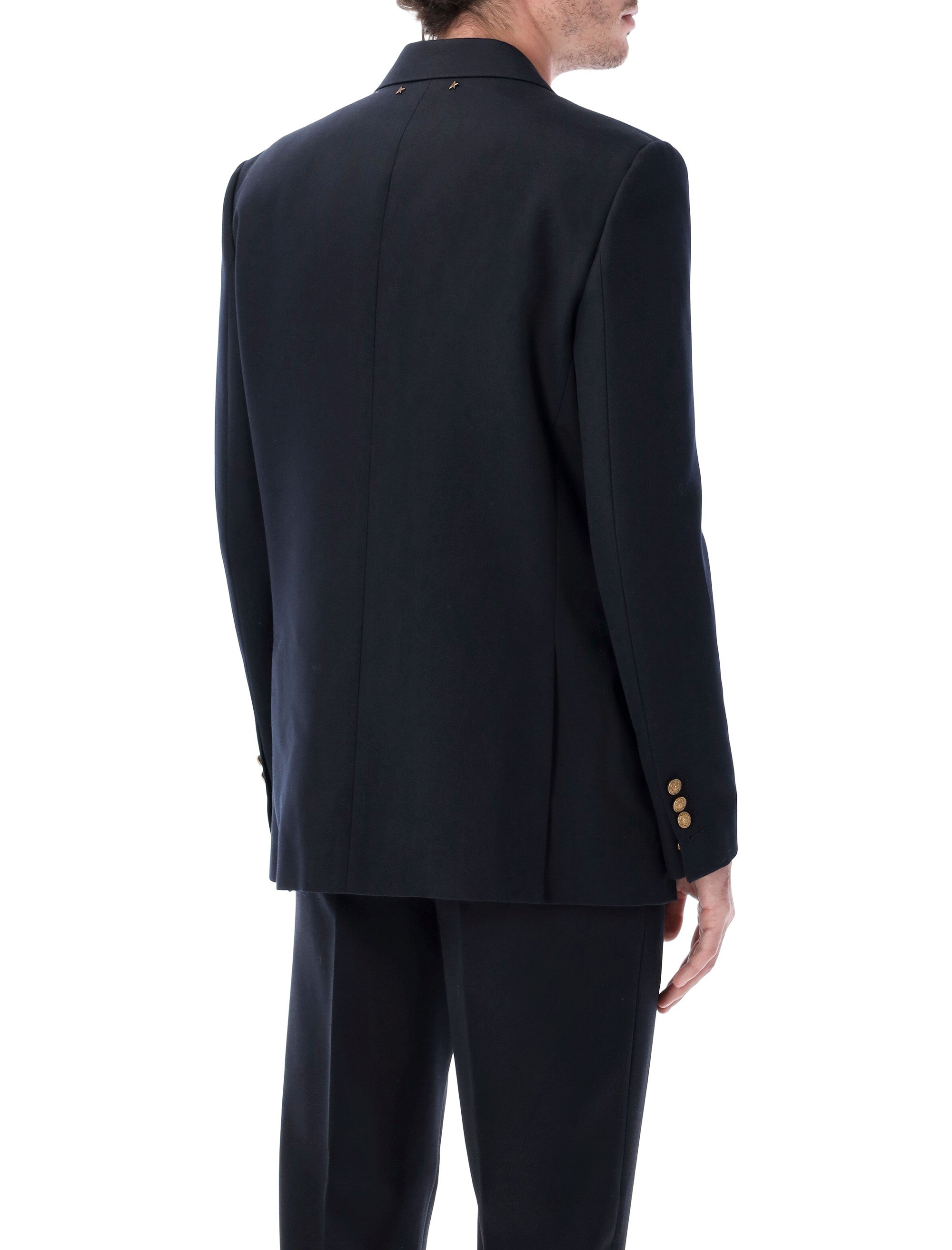 Dark Blue Double-Breasted Blazer