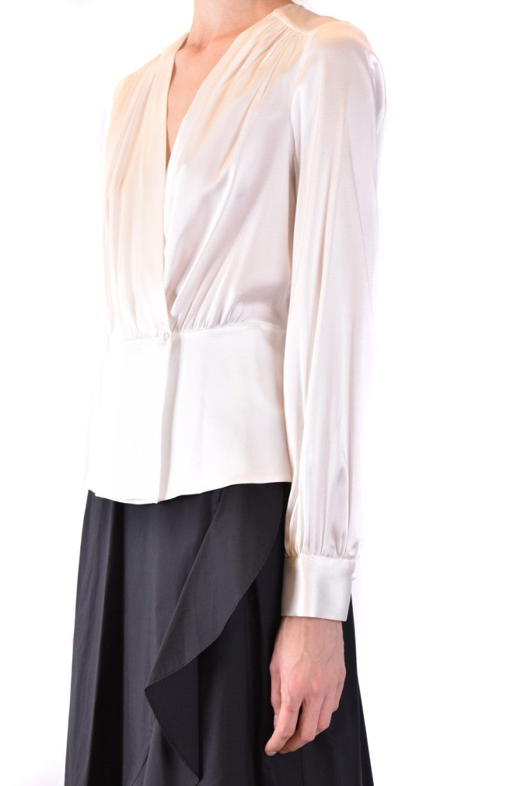 Silk Blend Blouse With Wrap-Style Front