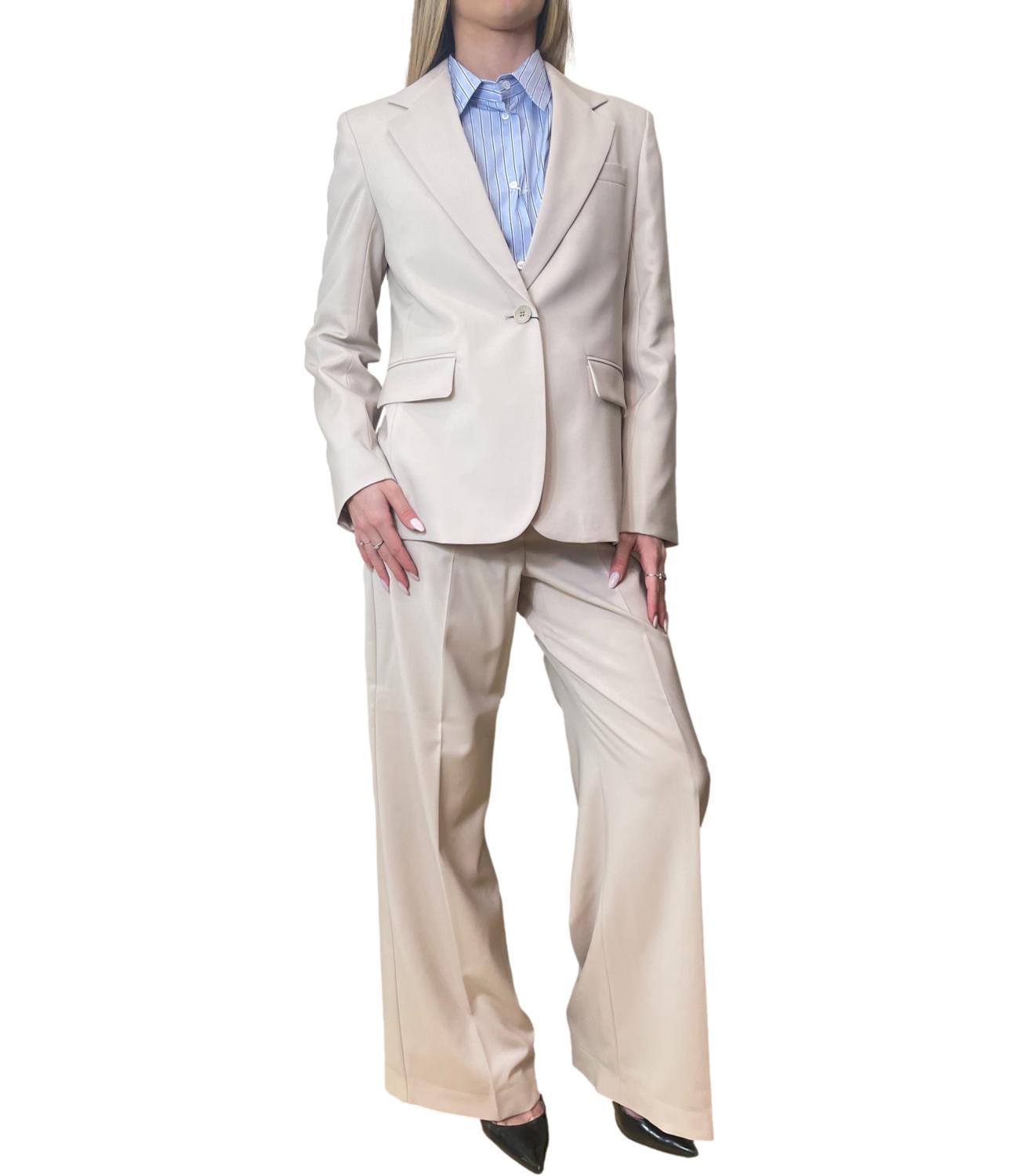 Beige Virgin Wool Casual Jacket