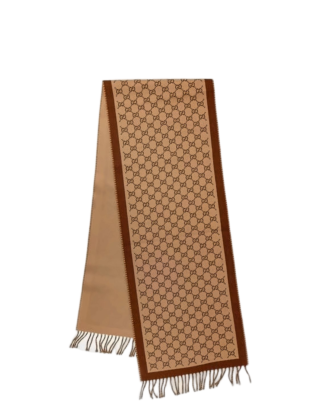Rectangular Wool Scarf with Interlocking Double-G Pattern