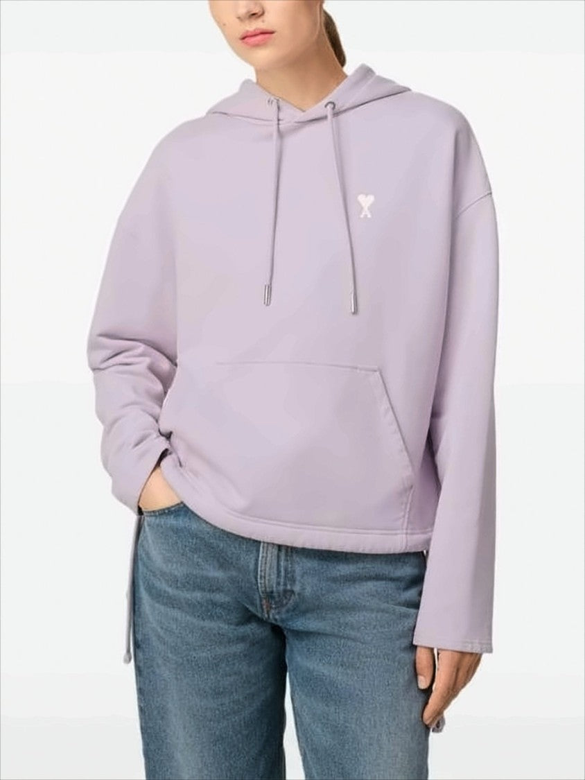 Cropped Lilac Hoodie with Drawstring and Adjustable Ties