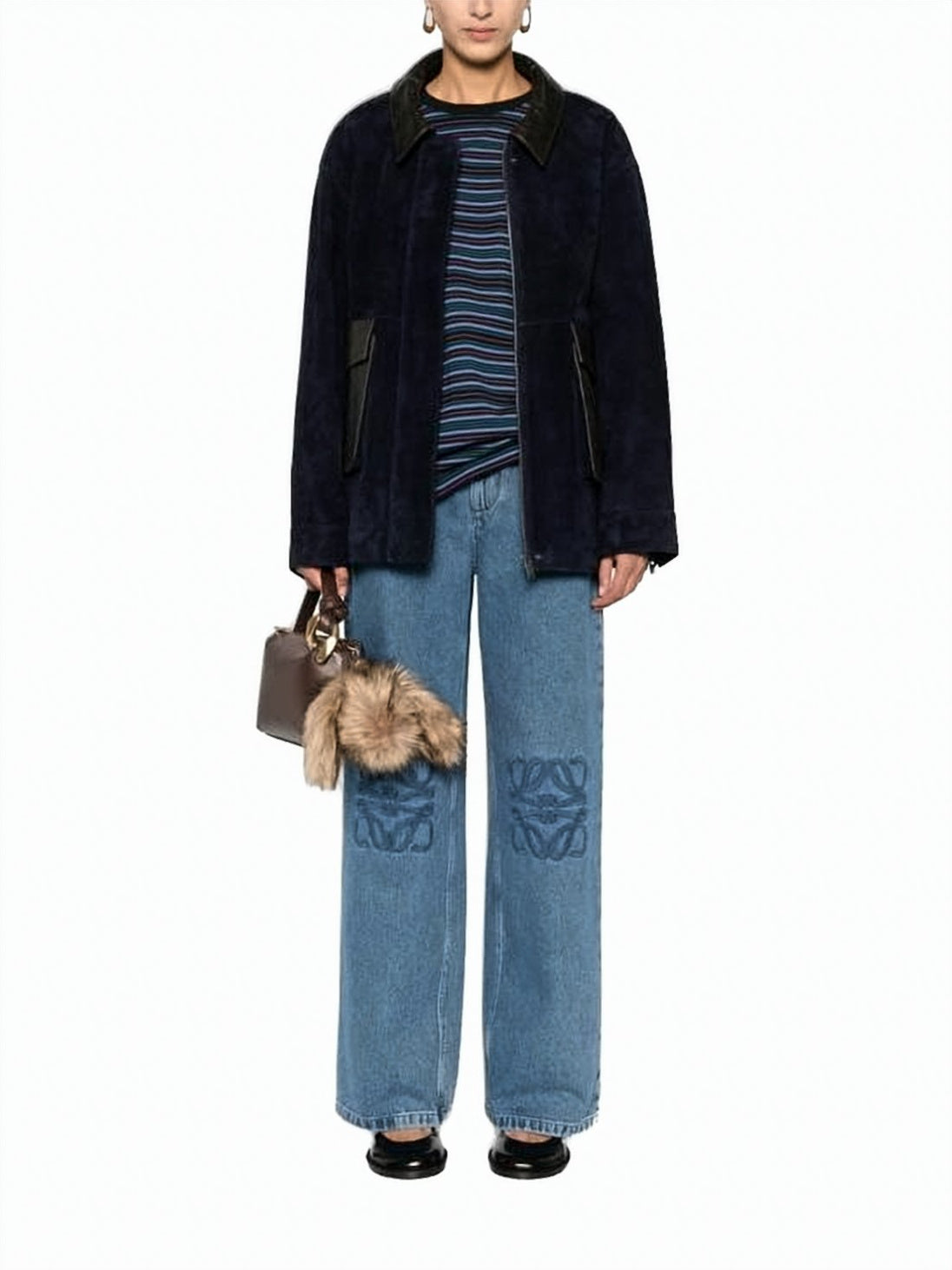 Wide-Leg Denim Pants with Classic Five-Pocket Design