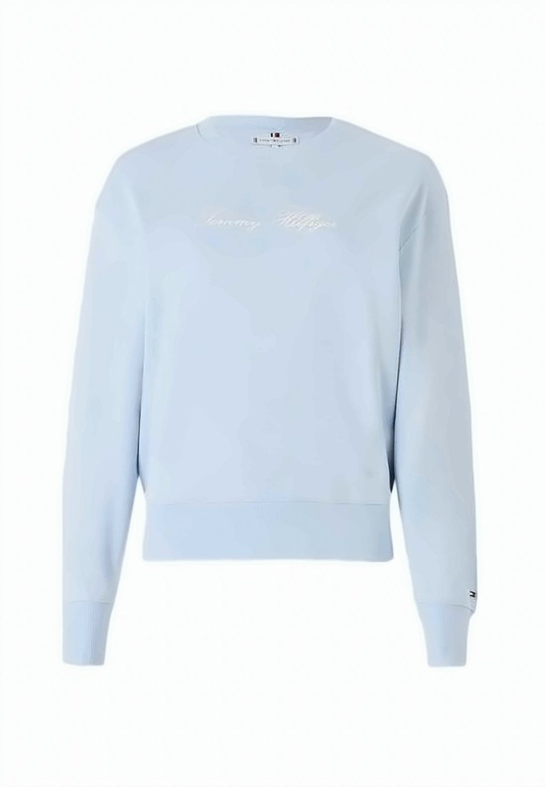 Light Blue Cropped Sweatshirt with Ribbed Details