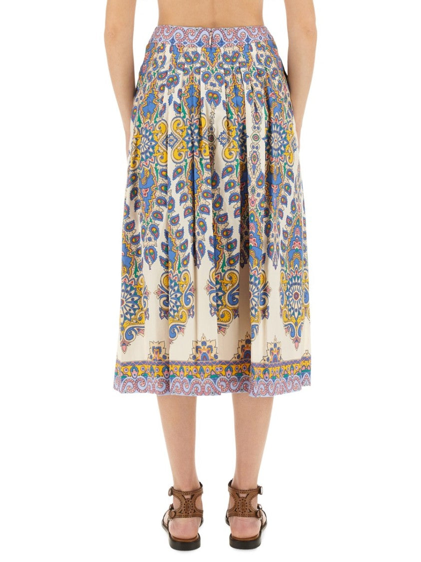 Paisley Print Midi Skirt