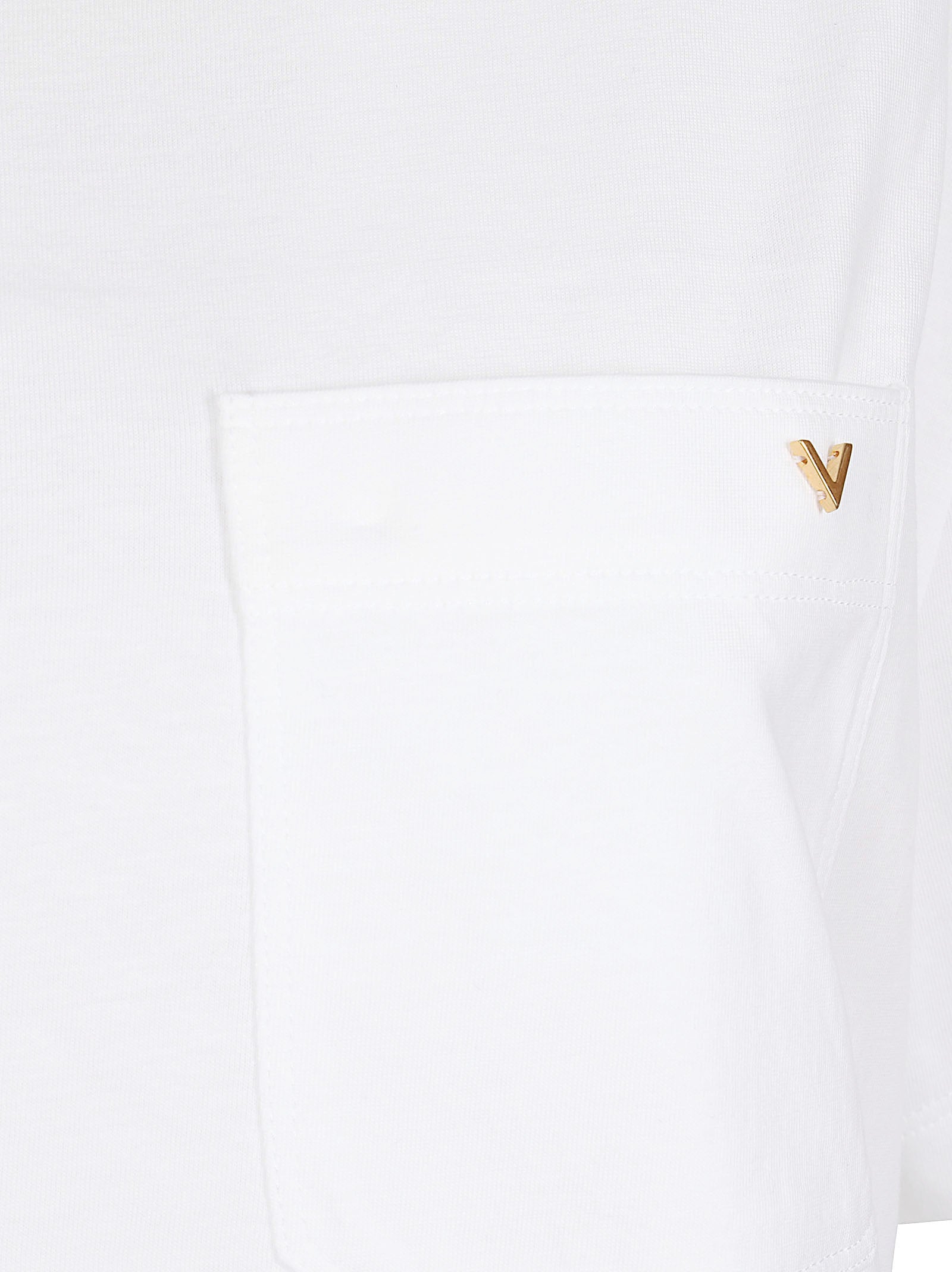 White Short-Sleeve T-Shirt with Metallic Emblem