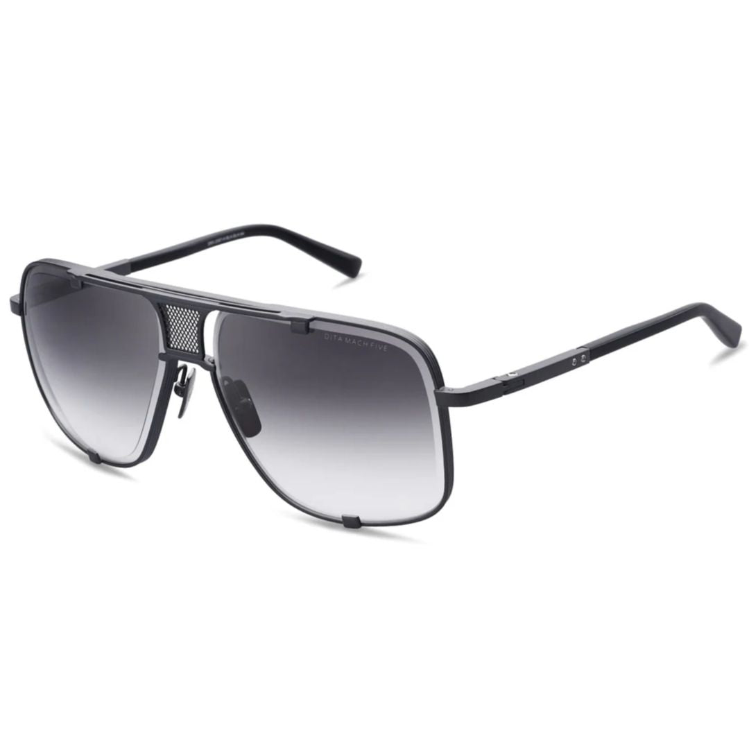 Mach-Five Bold Aviator-Style Sunglasses with Gradient Grey Lenses