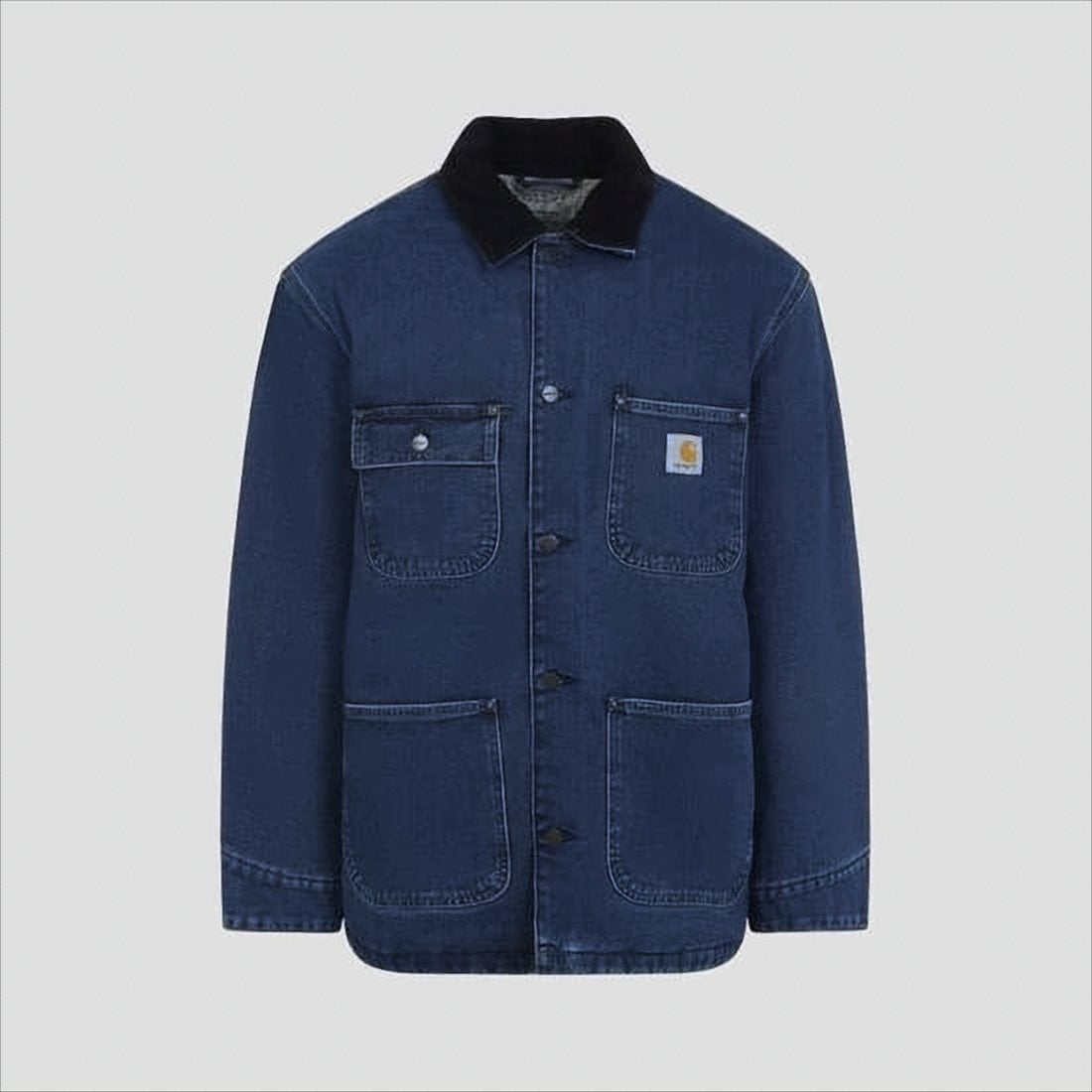 Classic Denim Coat With Corduroy Collar