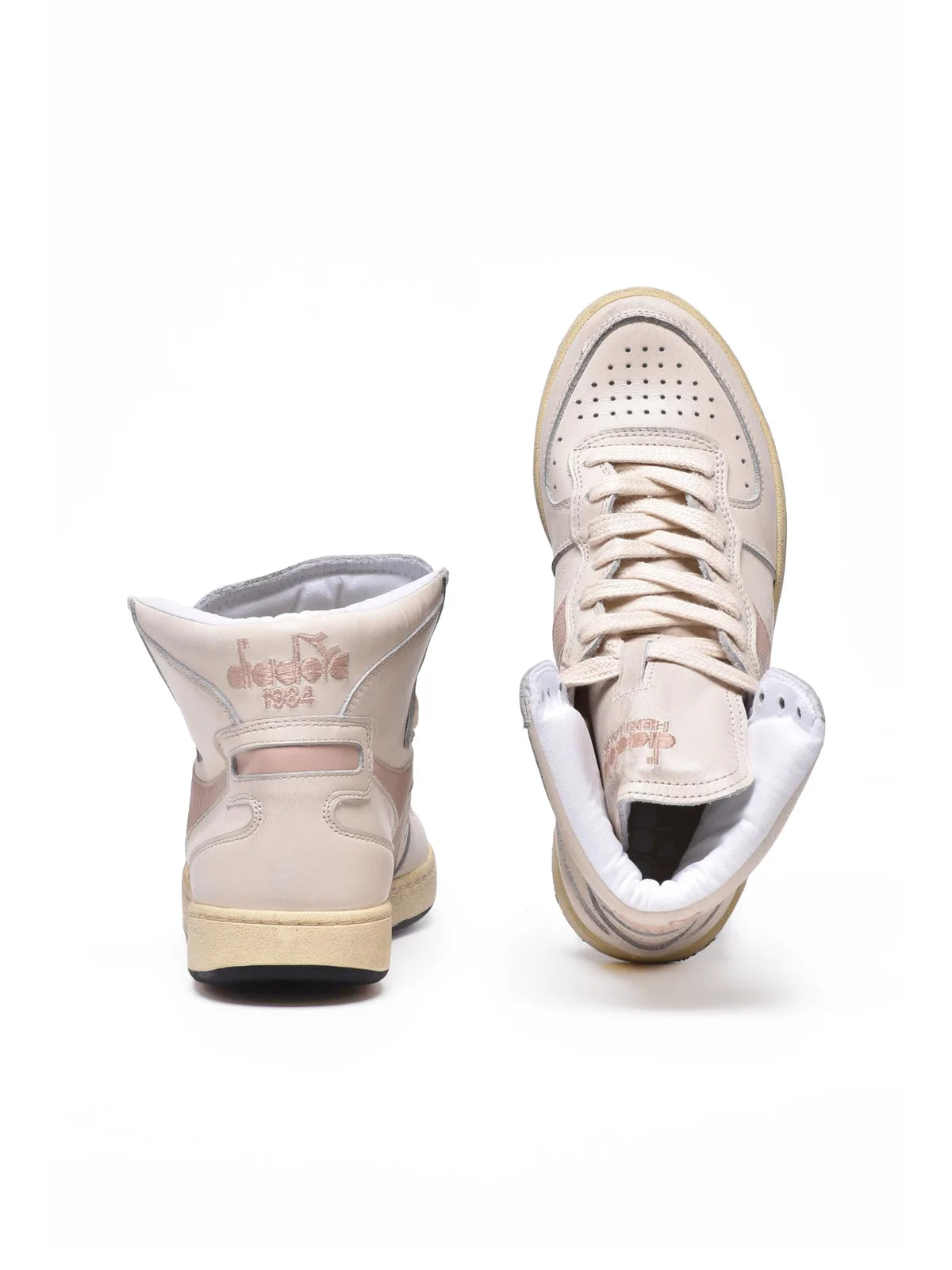 White Pink Leather Mi Basket Sneakers