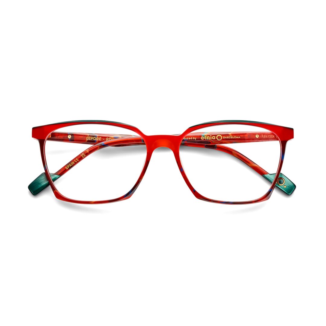 Lepore Square Frame Eyeglasses with Vibrant Red Finish