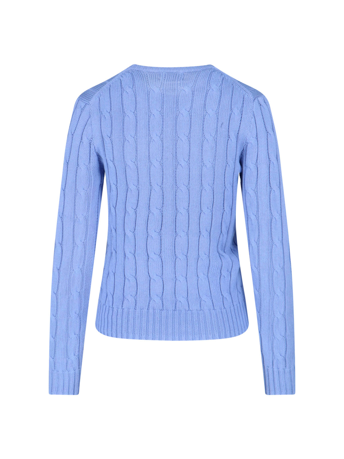 Blue Cable Knit Crewneck Sweater