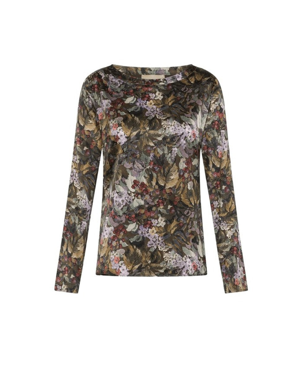 Fitted Floral Print Shirt With Round Neckline