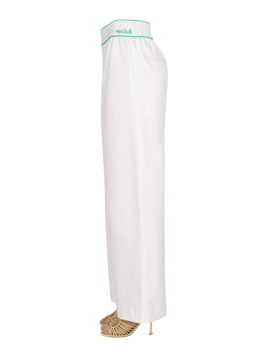 Embroidered Reverse Printed Cotton Twill Trousers