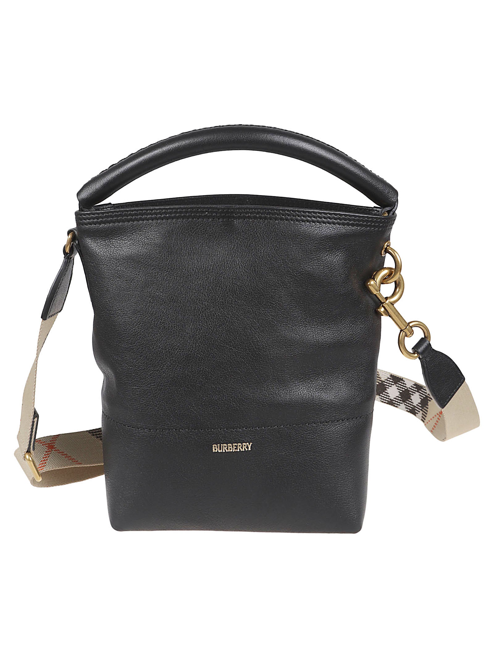 Textured Calf Grain Handbag with Embossed Logo