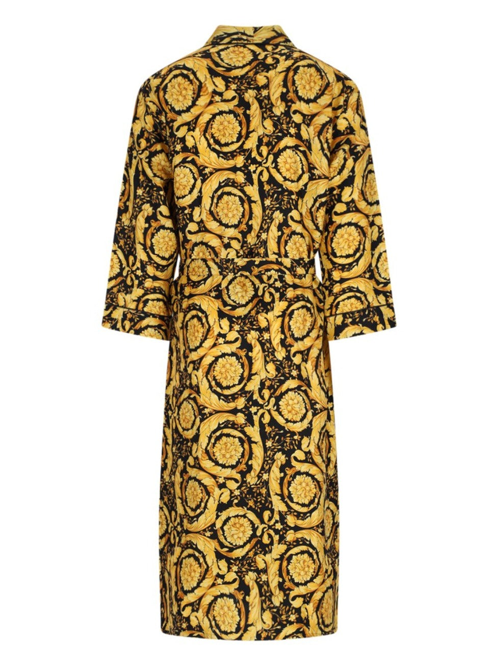 "Barocco" Silk Robe – Black/Yellow