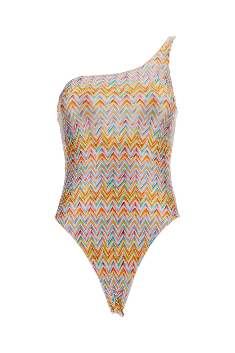 One-Shoulder Multicolor Zigzag Missoni Swimsuit