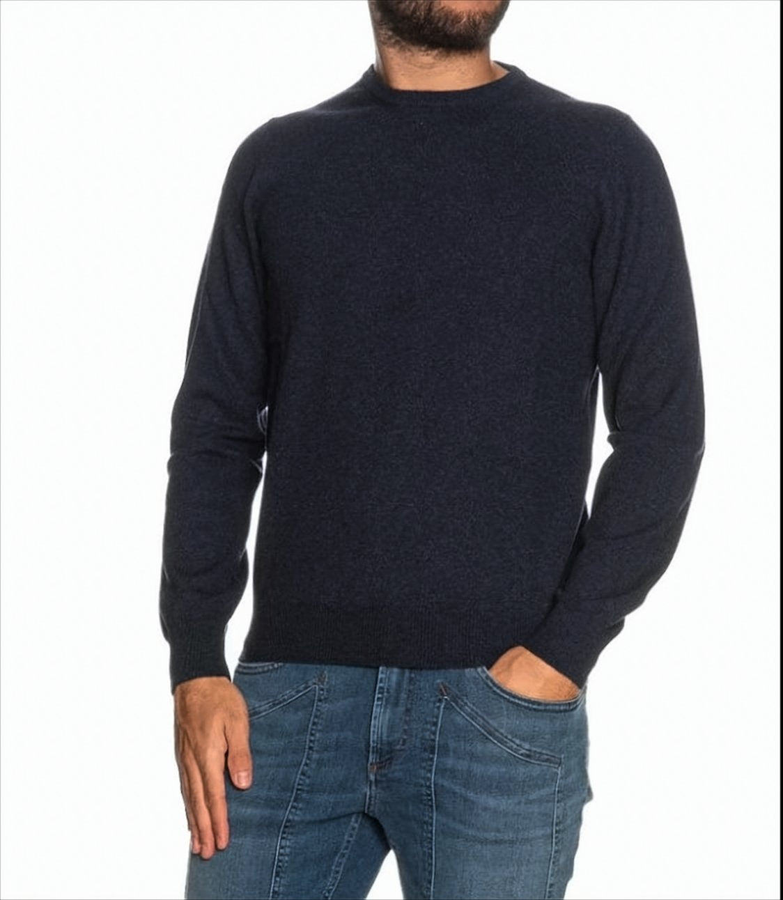 Ribbed Crewneck Sweater With Timeless Fitted Silhouette