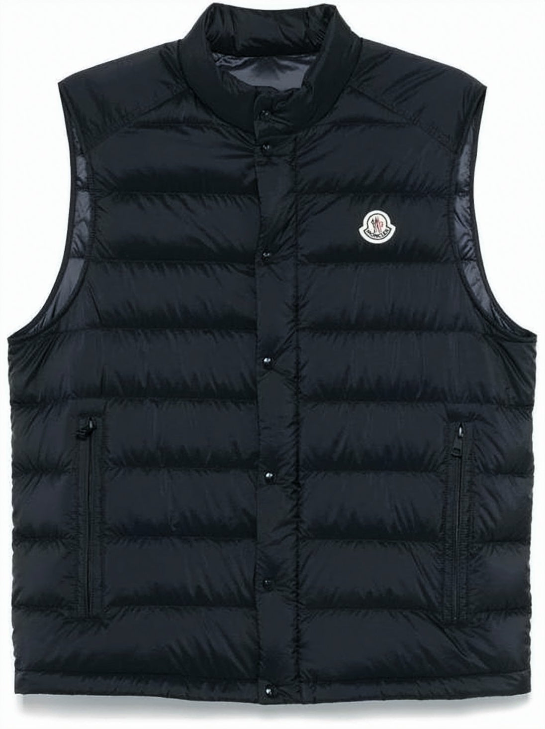 Quilted Black Vest with High Collar