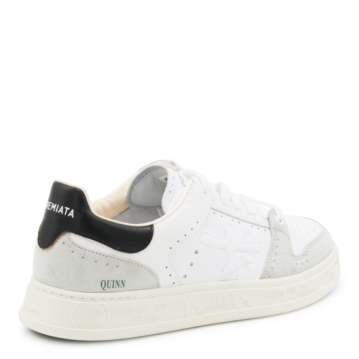 White And Grey Leather Quinn Sneakers