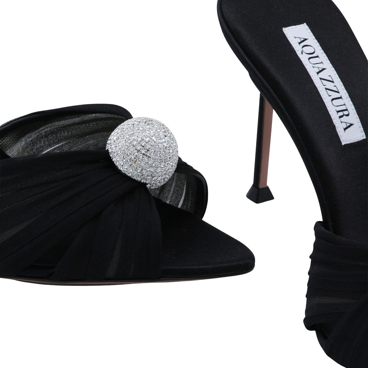 High-Heeled Sandals with Pleated Knot