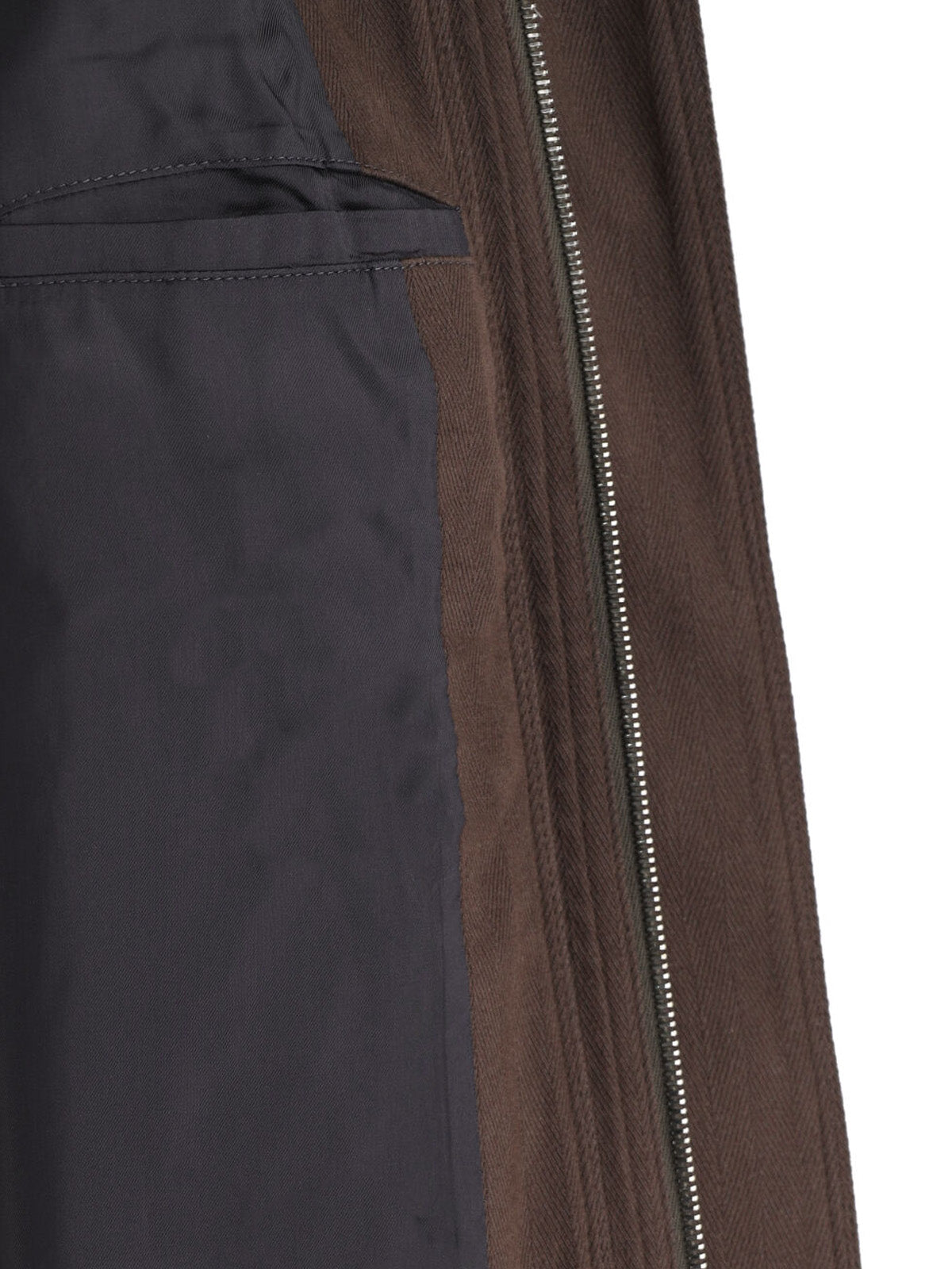 Brown Boxy Piped High-Collar Jacket