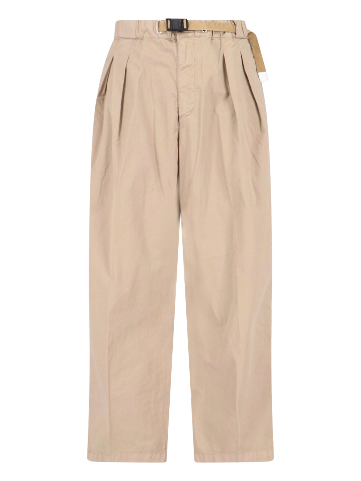 Straight-Leg Pants with Elastic Waistband and Adjustable Belt