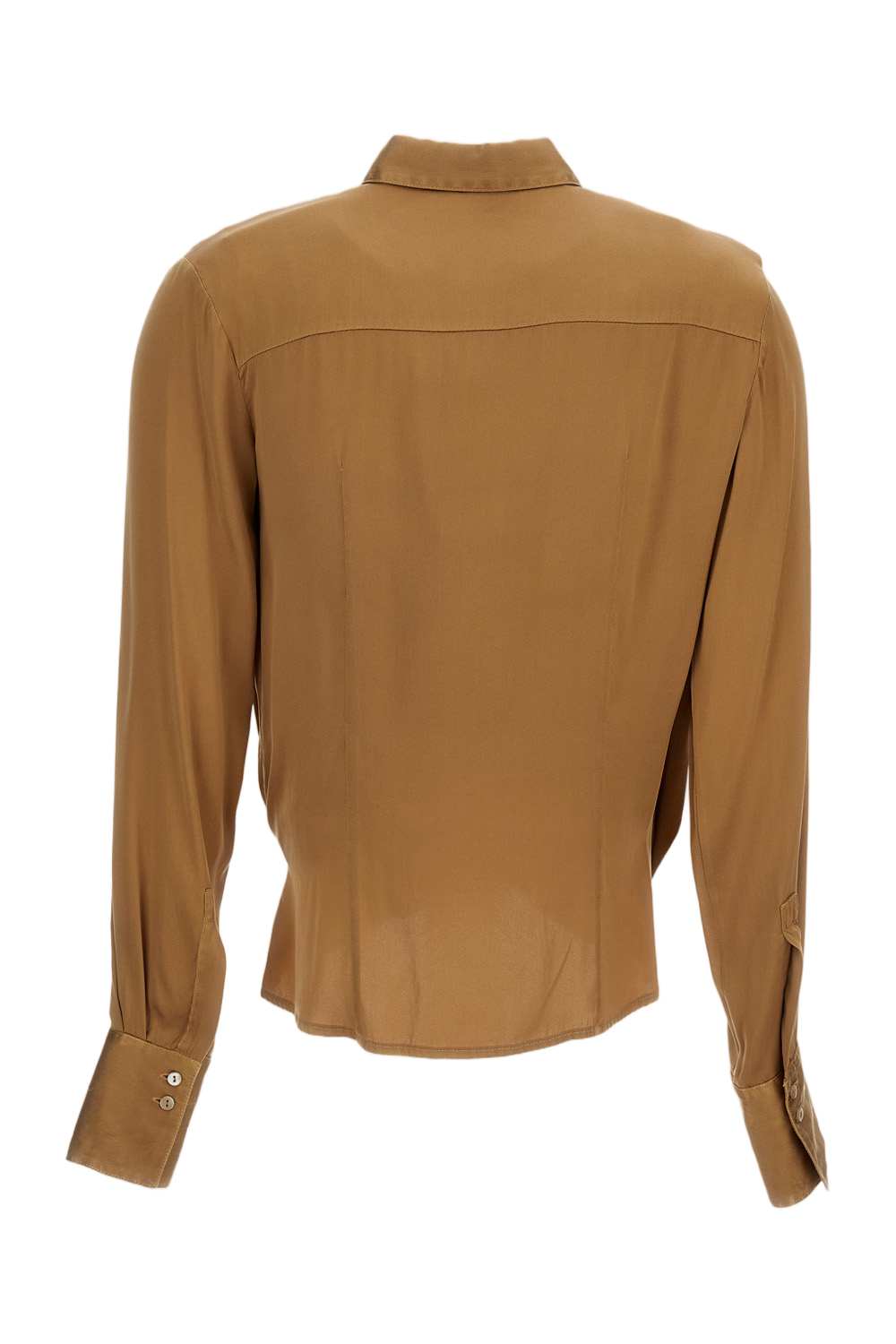 Wrap-Style Long-Sleeved Shirt with Draped Front