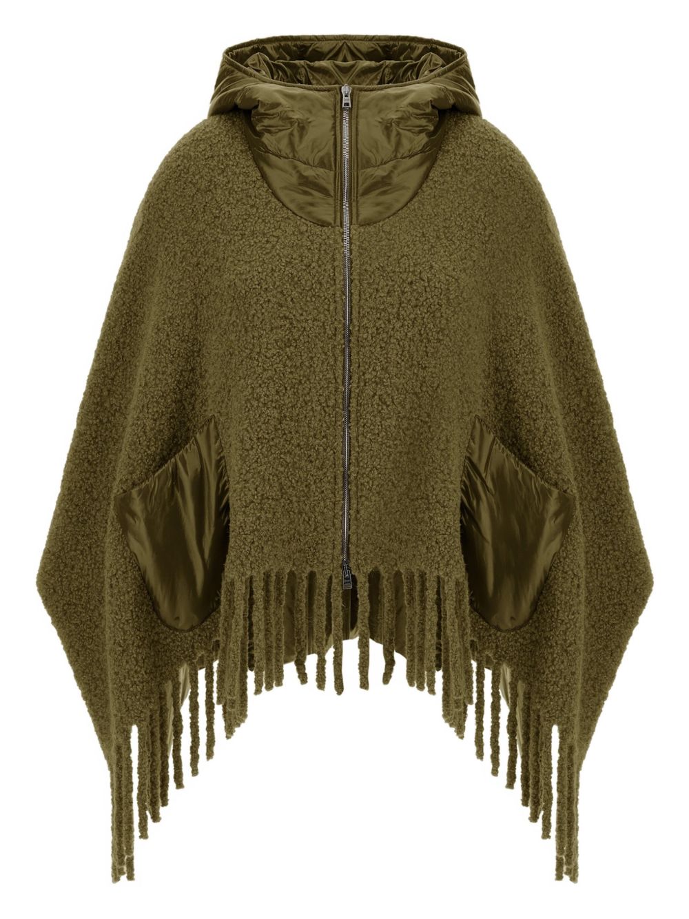 Hooded Poncho in Bouclé Alpaca