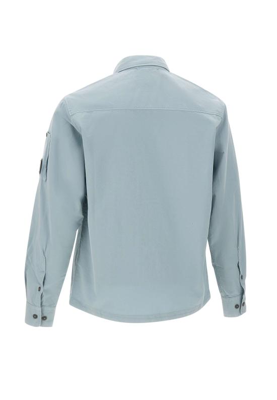 Light Blue Long-Sleeve Shirt with Front Zipper and Lens Detail