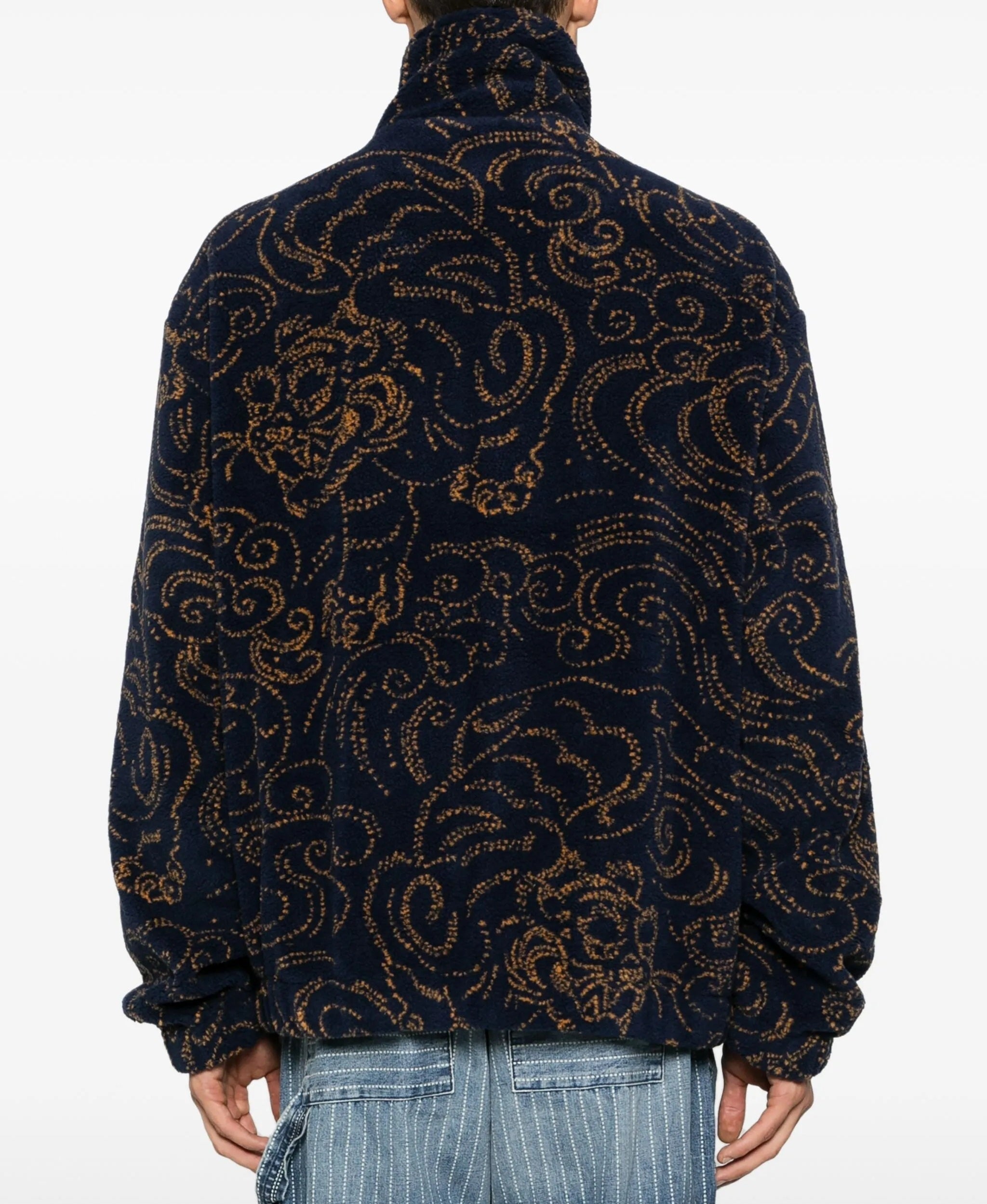 Plush Textured Coat With Intricate Floral Pattern