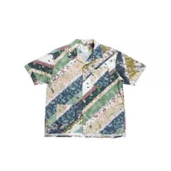 Short-Sleeved Patchwork Shirt With Floral Patterns