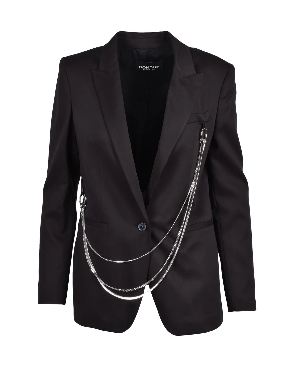 Black Cotton Viscose Elastane Rounded Jacket