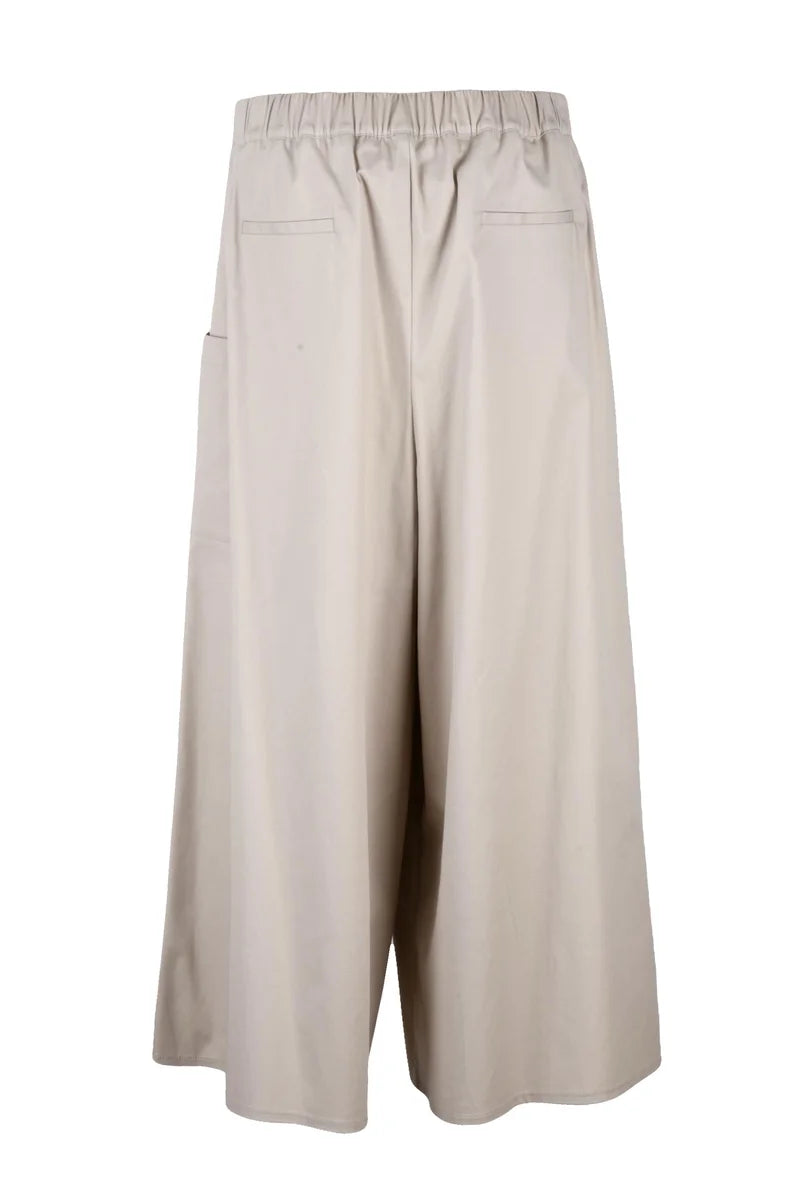 Cotton Elastane Trousers - Beige