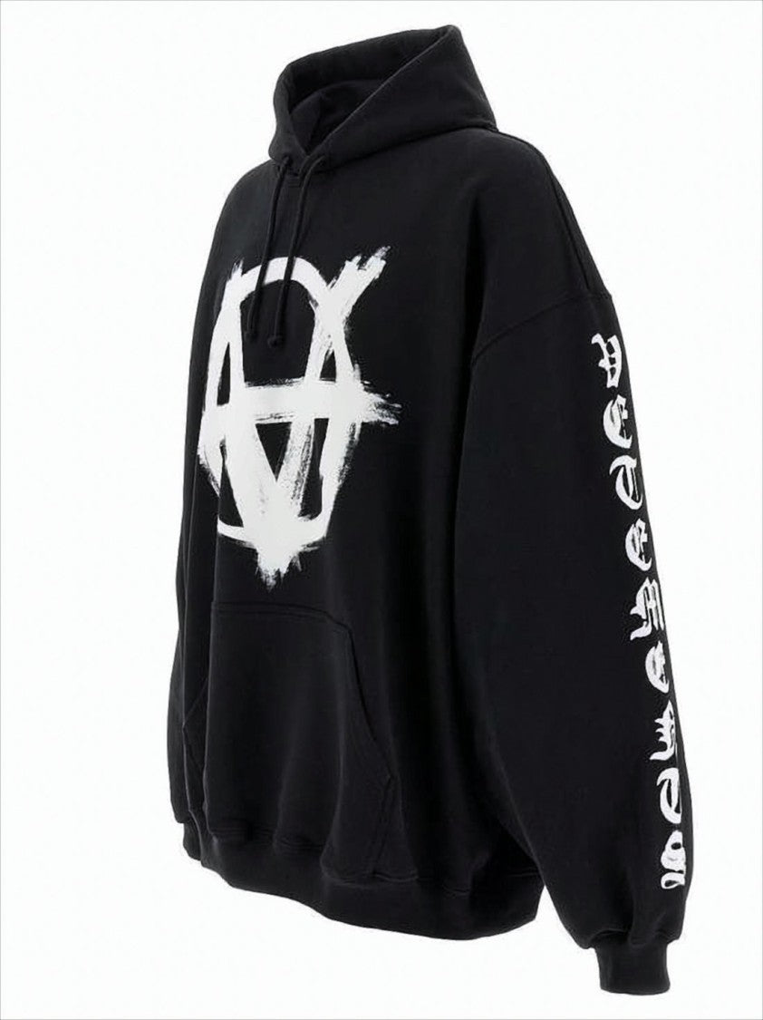 Oversized Black Hoodie with Graphic Logo